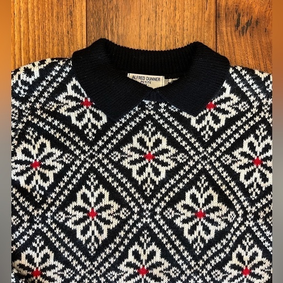 Alfred Dunner Petite Vintage Collared Knit Sweater Made in the USA - Picture 4 of 6